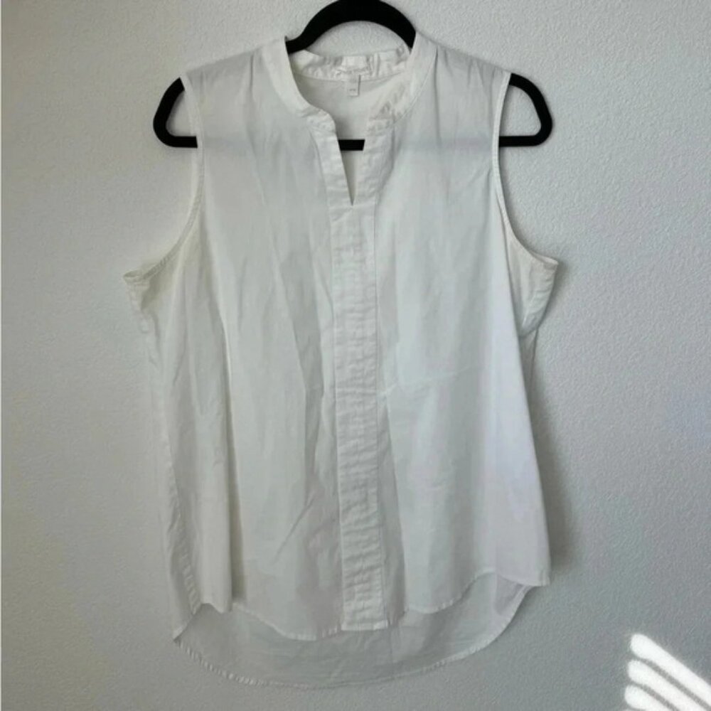 Eileen Fisher Sleeveless Mandarin Collar CottonStretch Lawn Top